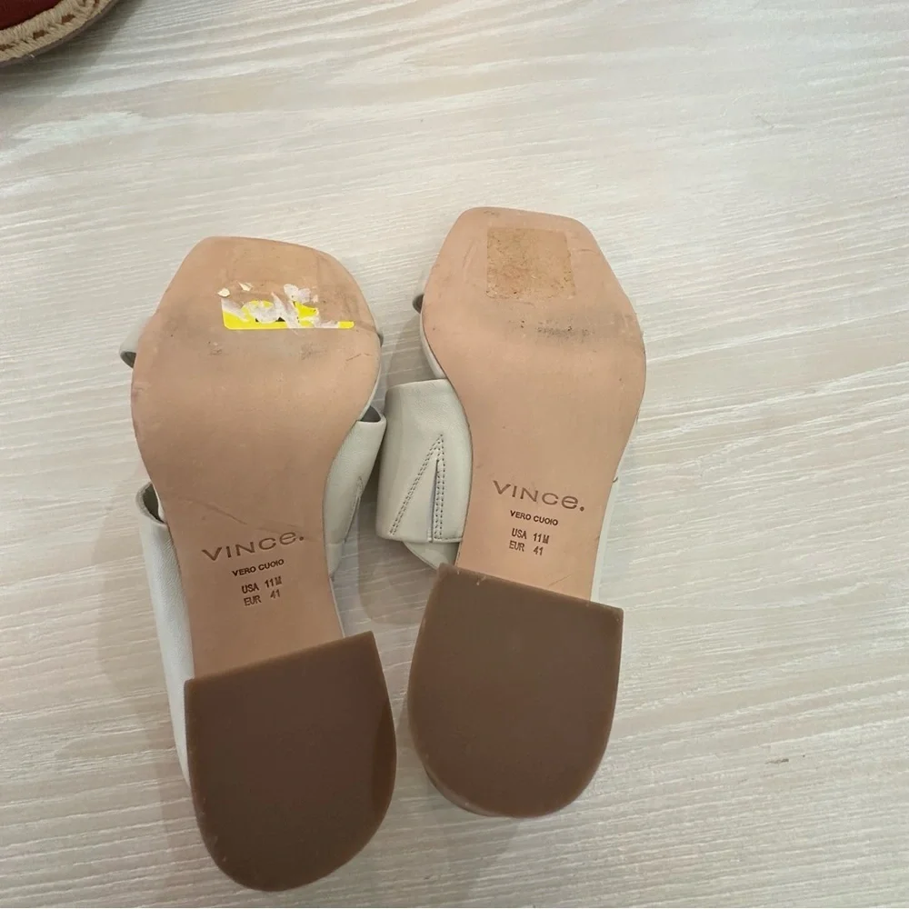 NEW Vince Nessia‎ Sandal Block Heel Off White Leather Women's 11 MSRP $325